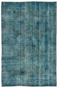 Turquoise  Over Dyed Vintage Rug 5'2'' x 7'10'' ft 158 x 238 cm
