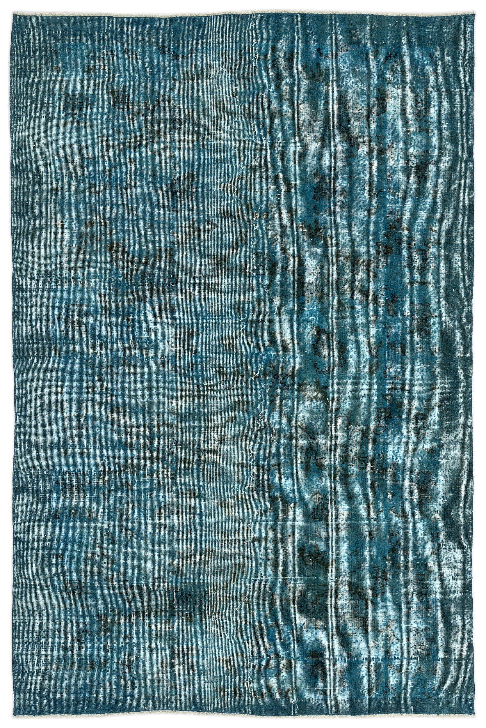 Turquoise  Over Dyed Vintage Rug 5'2'' x 7'10'' ft 158 x 238 cm