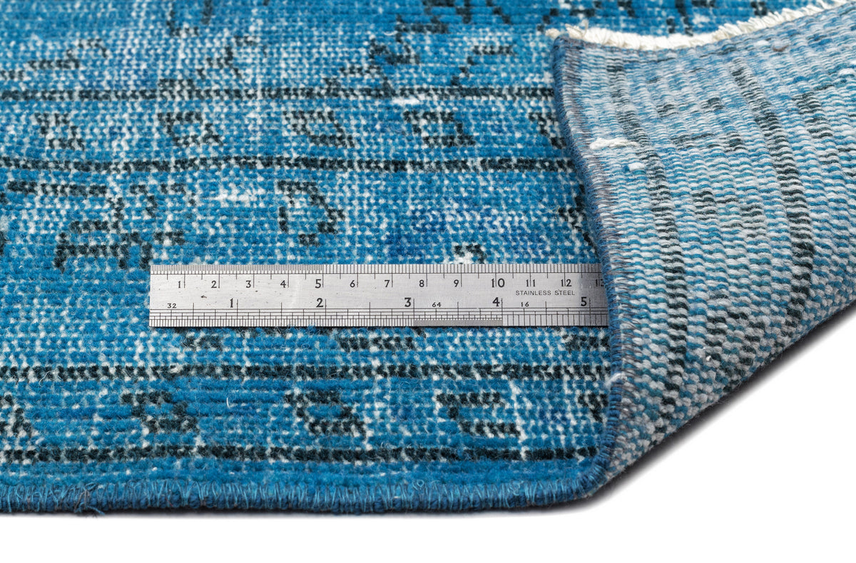 Turquoise  Over Dyed Vintage Rug 4&#39;11&#39;&#39; x 7&#39;10&#39;&#39; ft 150 x 238 cm