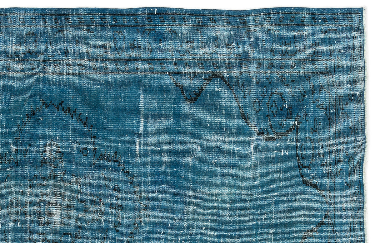 Turquoise  Over Dyed Vintage Rug 4&#39;11&#39;&#39; x 7&#39;10&#39;&#39; ft 150 x 238 cm