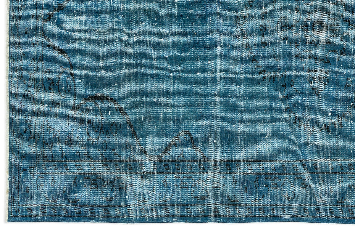 Turquoise  Over Dyed Vintage Rug 4&#39;11&#39;&#39; x 7&#39;10&#39;&#39; ft 150 x 238 cm