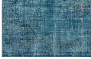 Turquoise  Over Dyed Vintage Rug 4'11'' x 7'10'' ft 150 x 238 cm