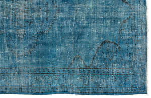 Turquoise  Over Dyed Vintage Rug 4'11'' x 7'10'' ft 150 x 238 cm