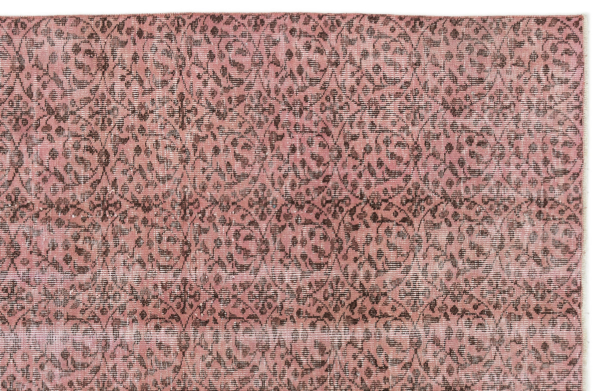 Pink Over Dyed Vintage Rug 5&#39;2&#39;&#39; x 8&#39;4&#39;&#39; ft 157 x 253 cm