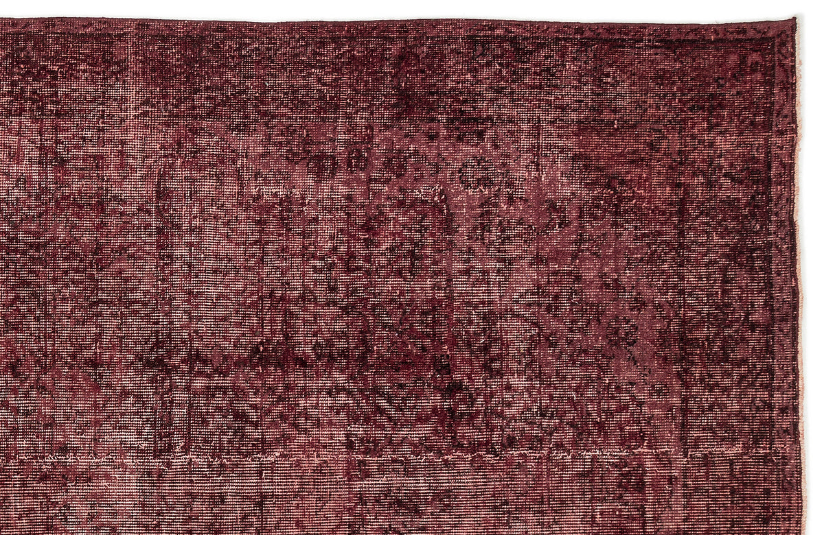 Red Over Dyed Vintage Rug 5&#39;5&#39;&#39; x 8&#39;10&#39;&#39; ft 164 x 270 cm