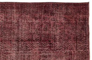 Red Over Dyed Vintage Rug 5'5'' x 8'10'' ft 164 x 270 cm