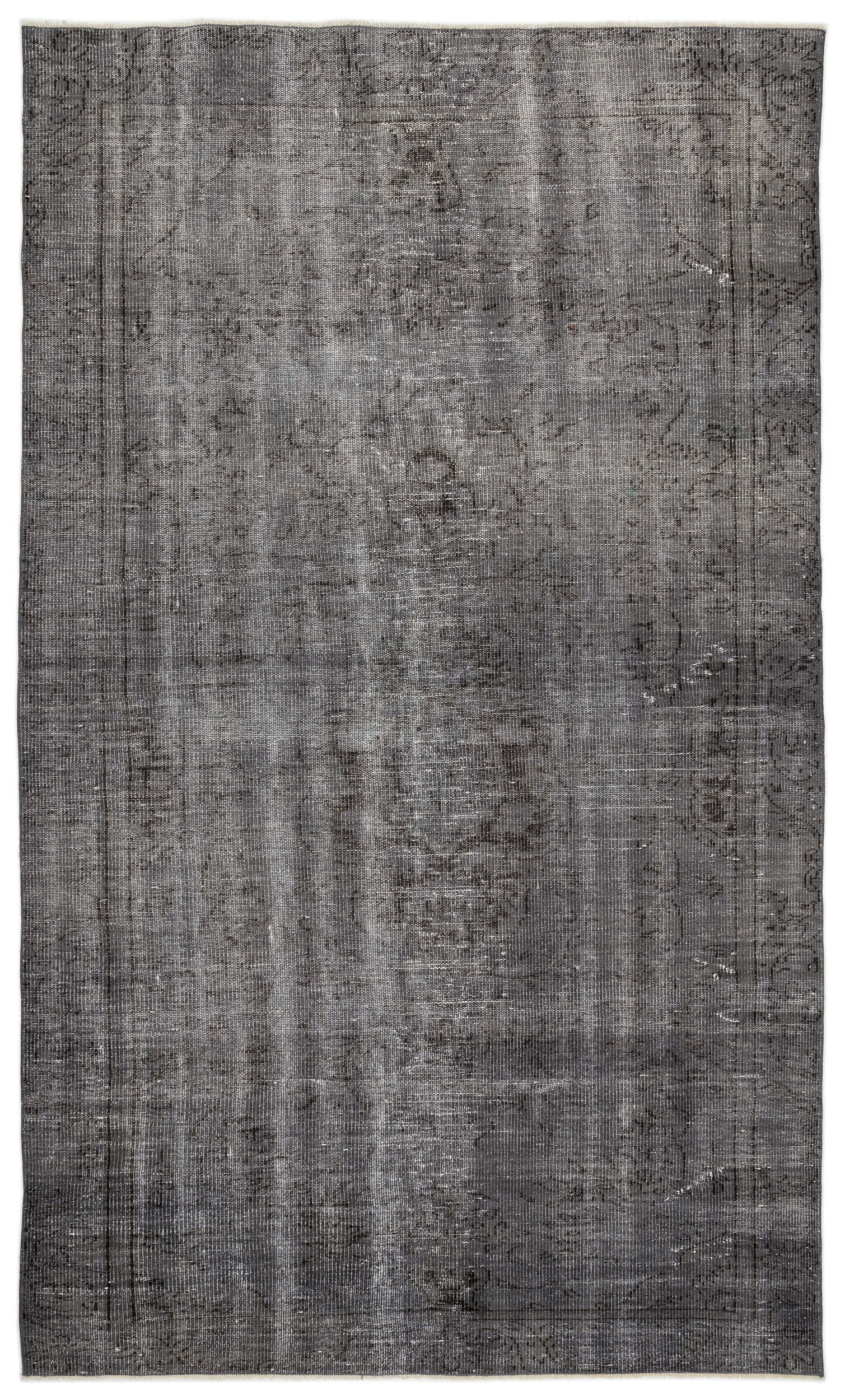 Gray Over Dyed Vintage Rug 5'9'' x 9'8'' ft 174 x 294 cm