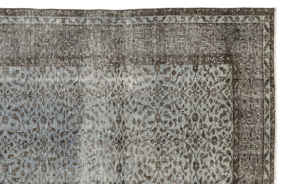 Blue Over Dyed Vintage Rug 5&#39;10&#39;&#39; x 9&#39;9&#39;&#39; ft 179 x 297 cm