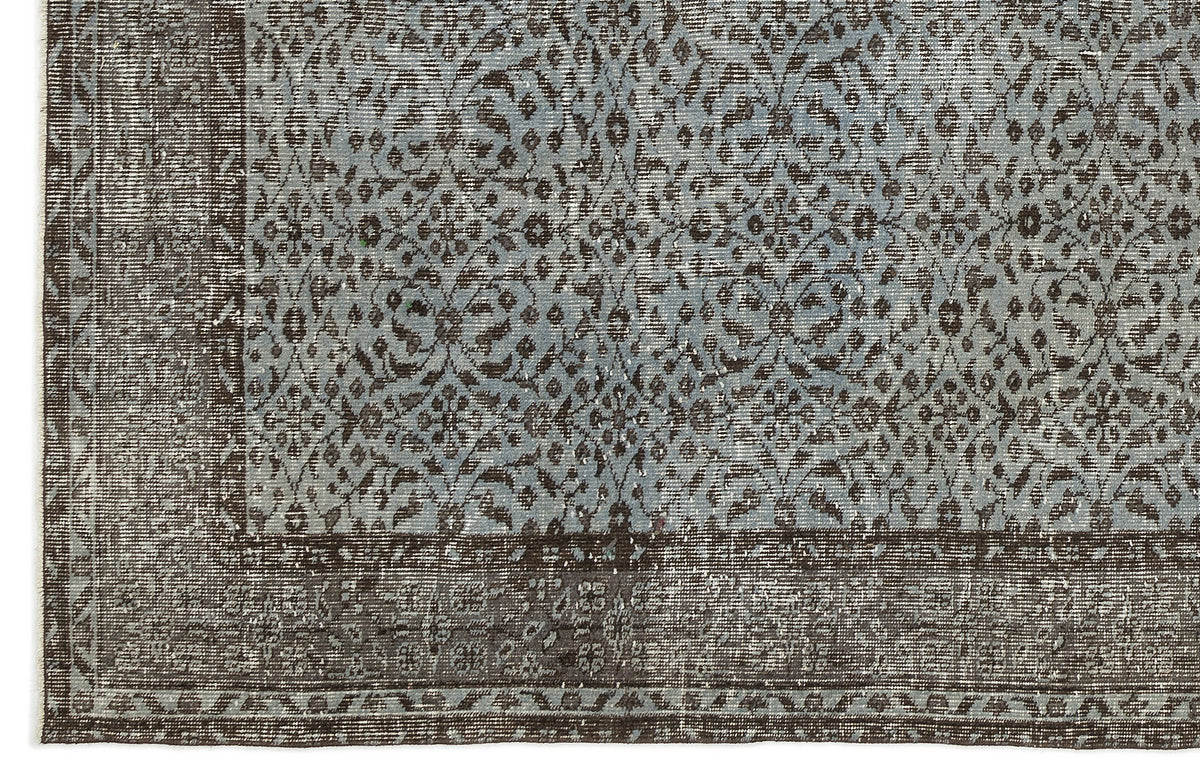 Blue Over Dyed Vintage Rug 5&#39;10&#39;&#39; x 9&#39;9&#39;&#39; ft 179 x 297 cm