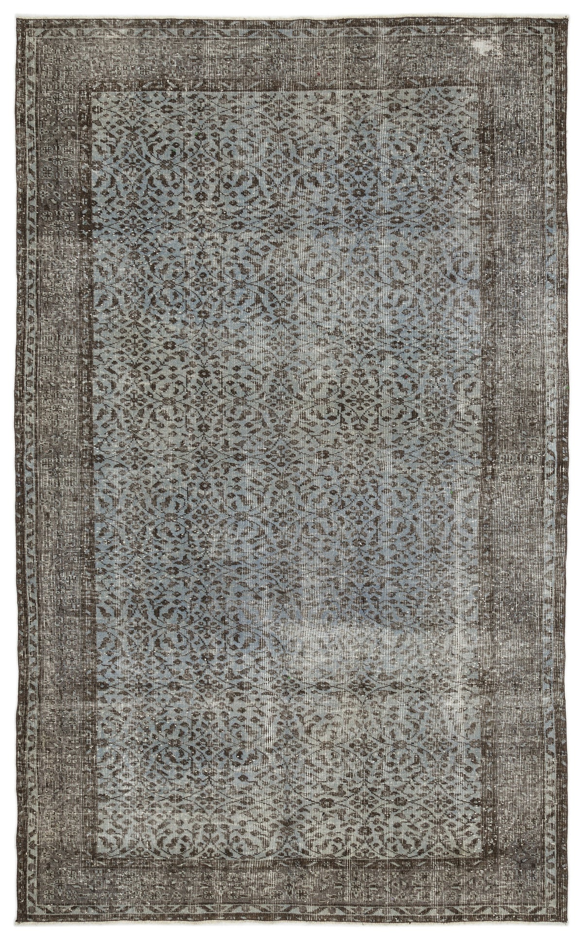 Blue Over Dyed Vintage Rug 5&#39;10&#39;&#39; x 9&#39;9&#39;&#39; ft 179 x 297 cm