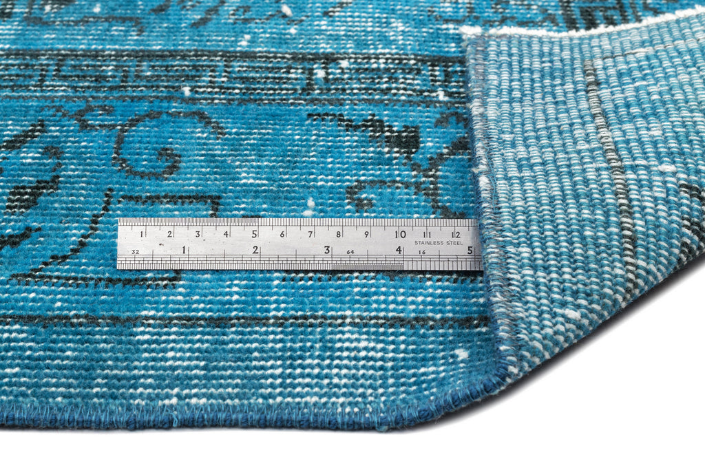 Turquoise  Over Dyed Vintage Rug 5'6'' x 8'4'' ft 167 x 253 cm