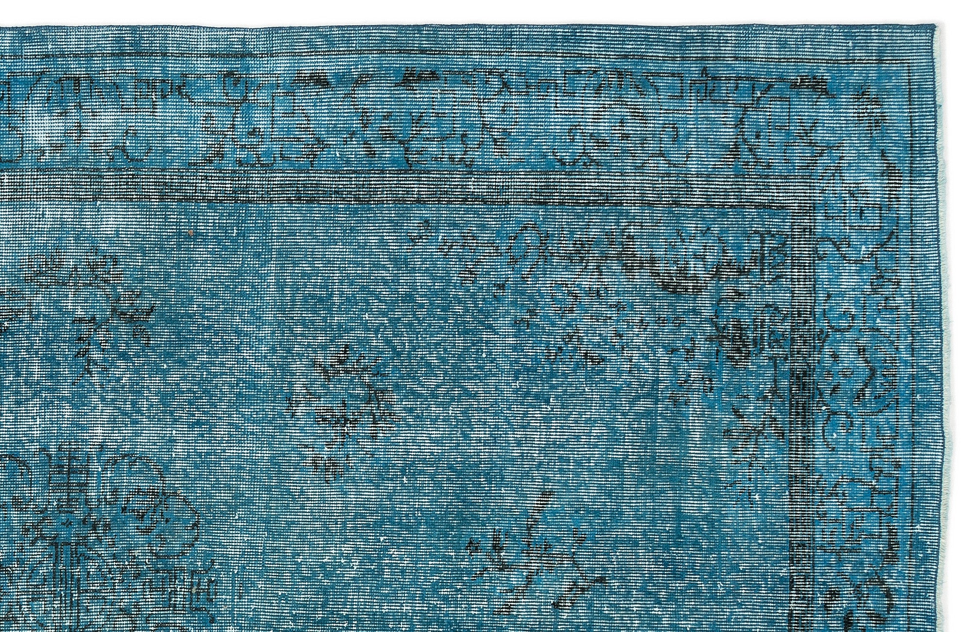 Turquoise  Over Dyed Vintage Rug 5'6'' x 8'4'' ft 167 x 253 cm