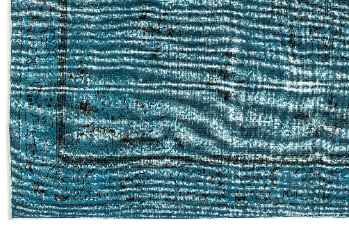 Turquoise  Over Dyed Vintage Rug 5&#39;6&#39;&#39; x 8&#39;4&#39;&#39; ft 167 x 253 cm