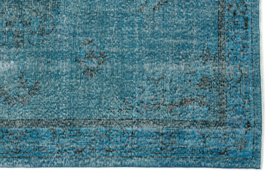 Turquoise  Over Dyed Vintage Rug 5'6'' x 8'4'' ft 167 x 253 cm