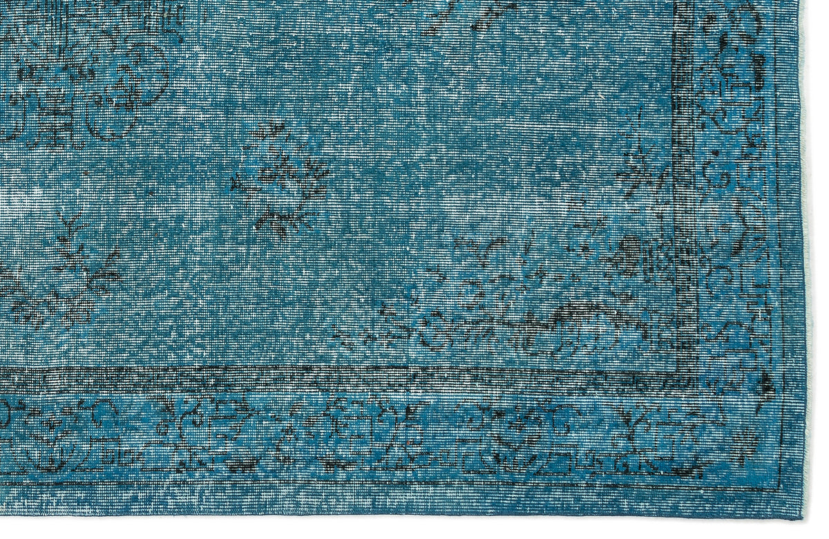 Turquoise  Over Dyed Vintage Rug 5&#39;6&#39;&#39; x 8&#39;4&#39;&#39; ft 167 x 253 cm