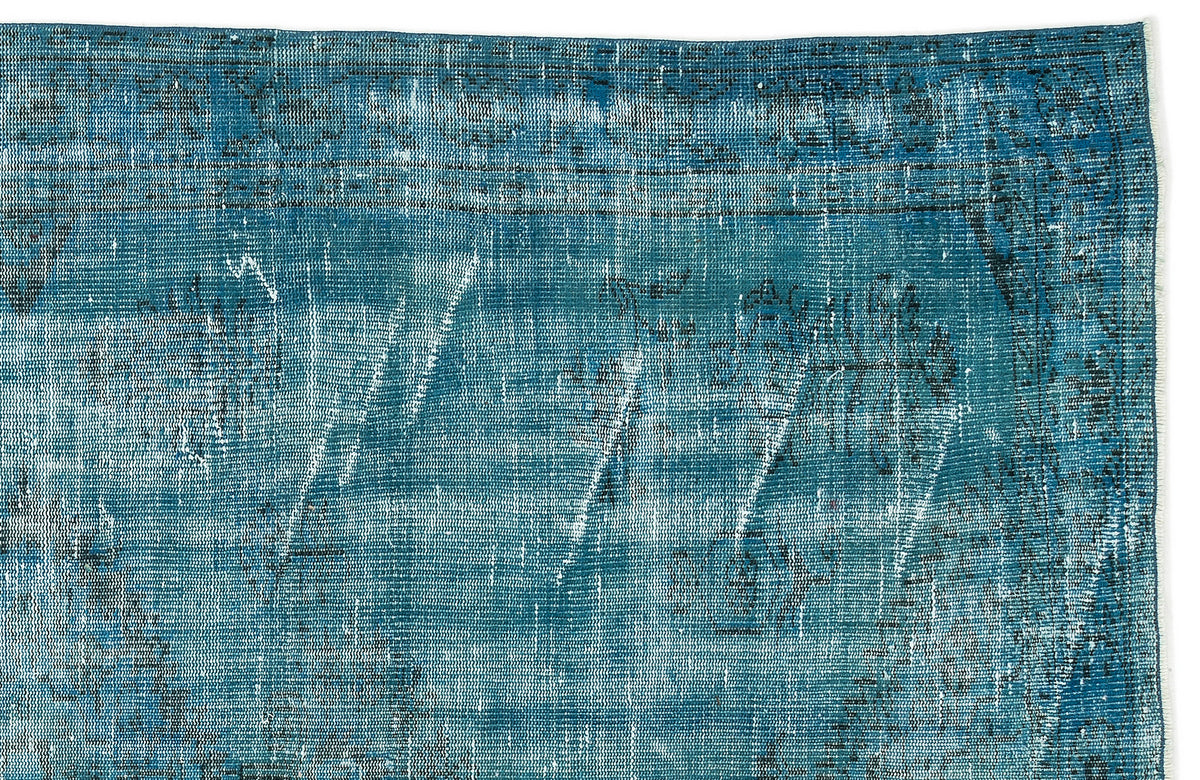 Turquoise  Over Dyed Vintage Rug 5&#39;7&#39;&#39; x 9&#39;1&#39;&#39; ft 171 x 278 cm