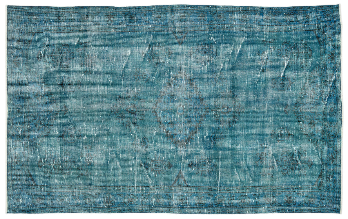 Turquoise  Over Dyed Vintage Rug 5&#39;7&#39;&#39; x 9&#39;1&#39;&#39; ft 171 x 278 cm