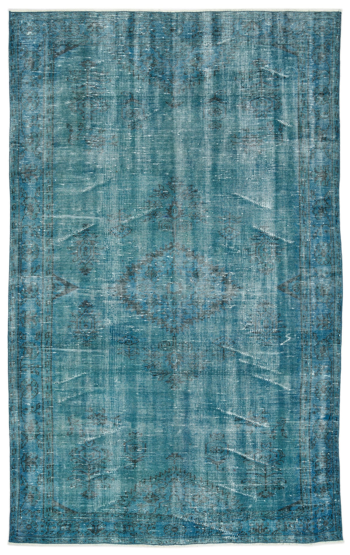 Turquoise  Over Dyed Vintage Rug 5&#39;7&#39;&#39; x 9&#39;1&#39;&#39; ft 171 x 278 cm