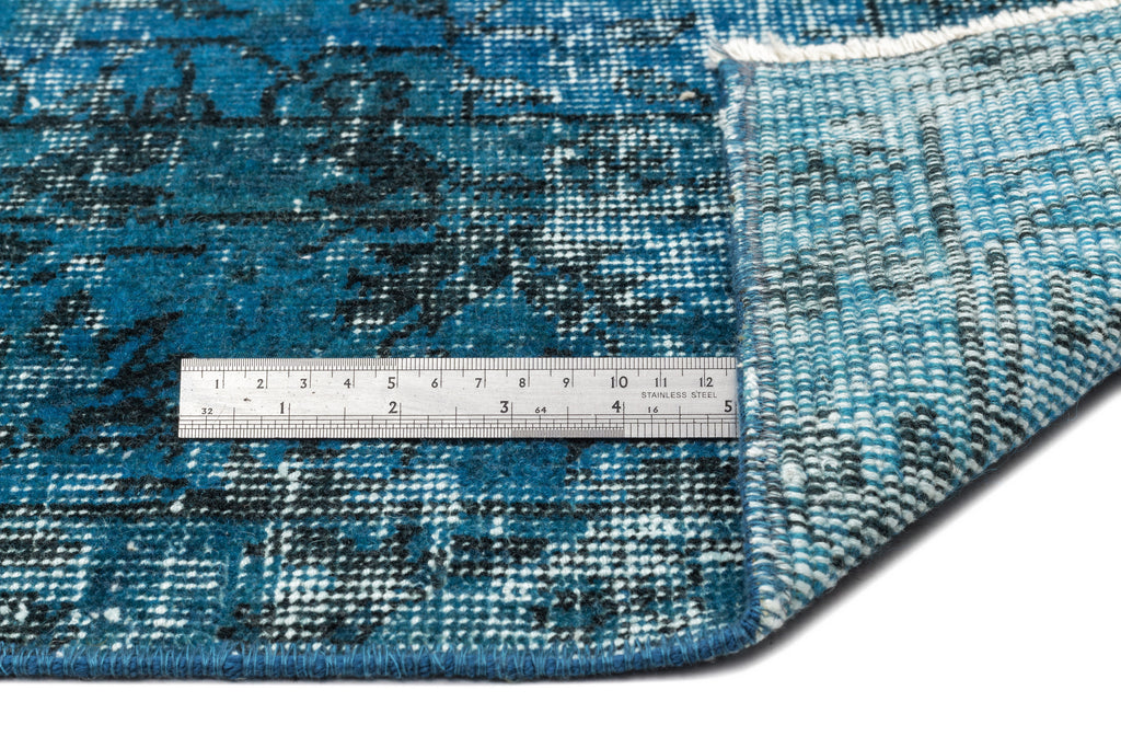 Turquoise  Over Dyed Vintage Rug 5'3'' x 8'4'' ft 159 x 255 cm