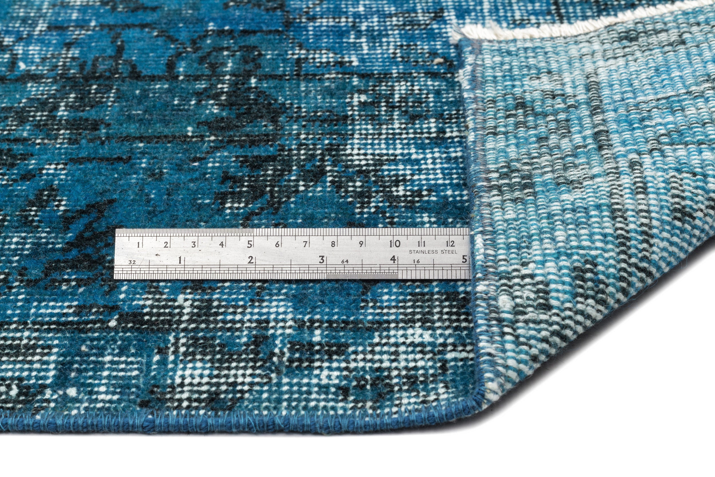 Turquoise  Over Dyed Vintage Rug 5'3'' x 8'4'' ft 159 x 255 cm