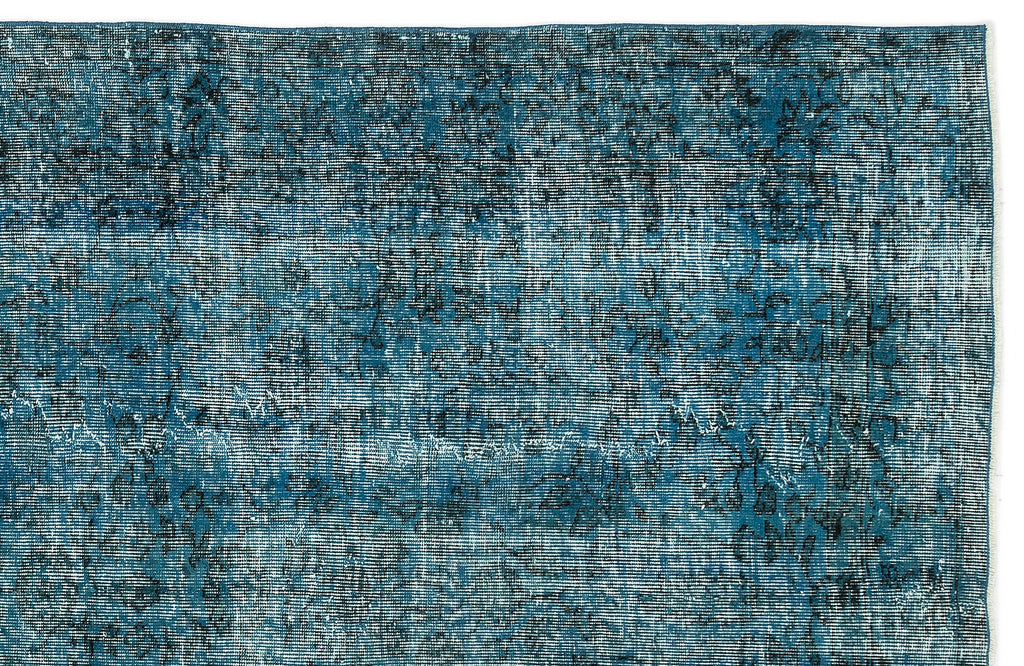 Turquoise  Over Dyed Vintage Rug 5'3'' x 8'4'' ft 159 x 255 cm