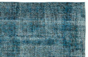 Turquoise  Over Dyed Vintage Rug 5'3'' x 8'4'' ft 159 x 255 cm