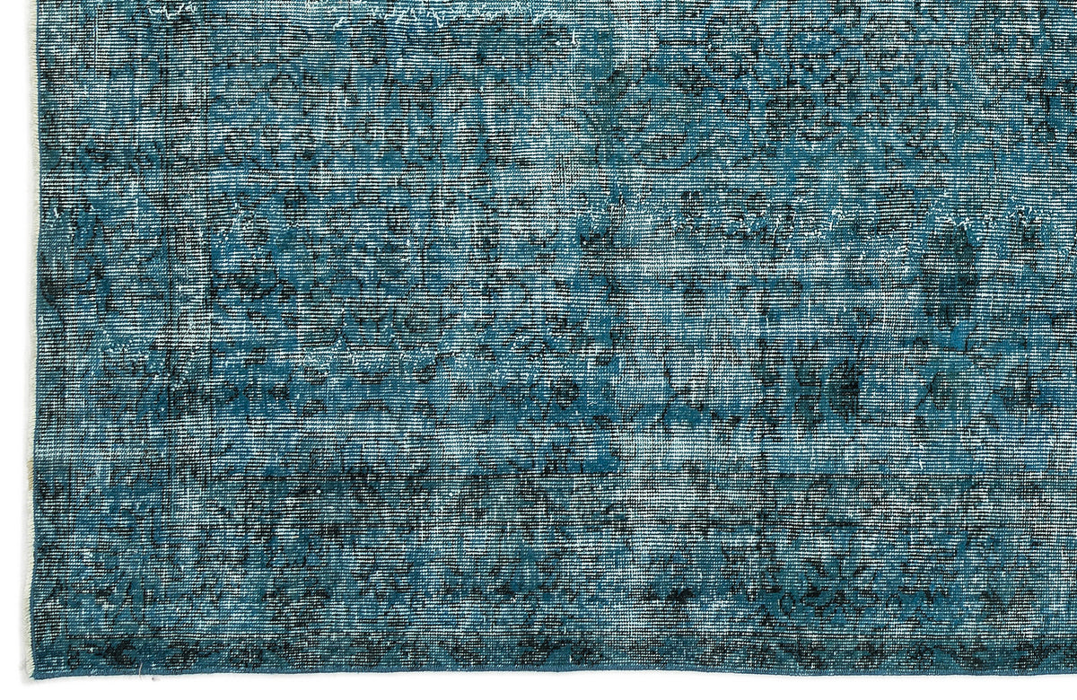 Turquoise  Over Dyed Vintage Rug 5&#39;3&#39;&#39; x 8&#39;4&#39;&#39; ft 159 x 255 cm