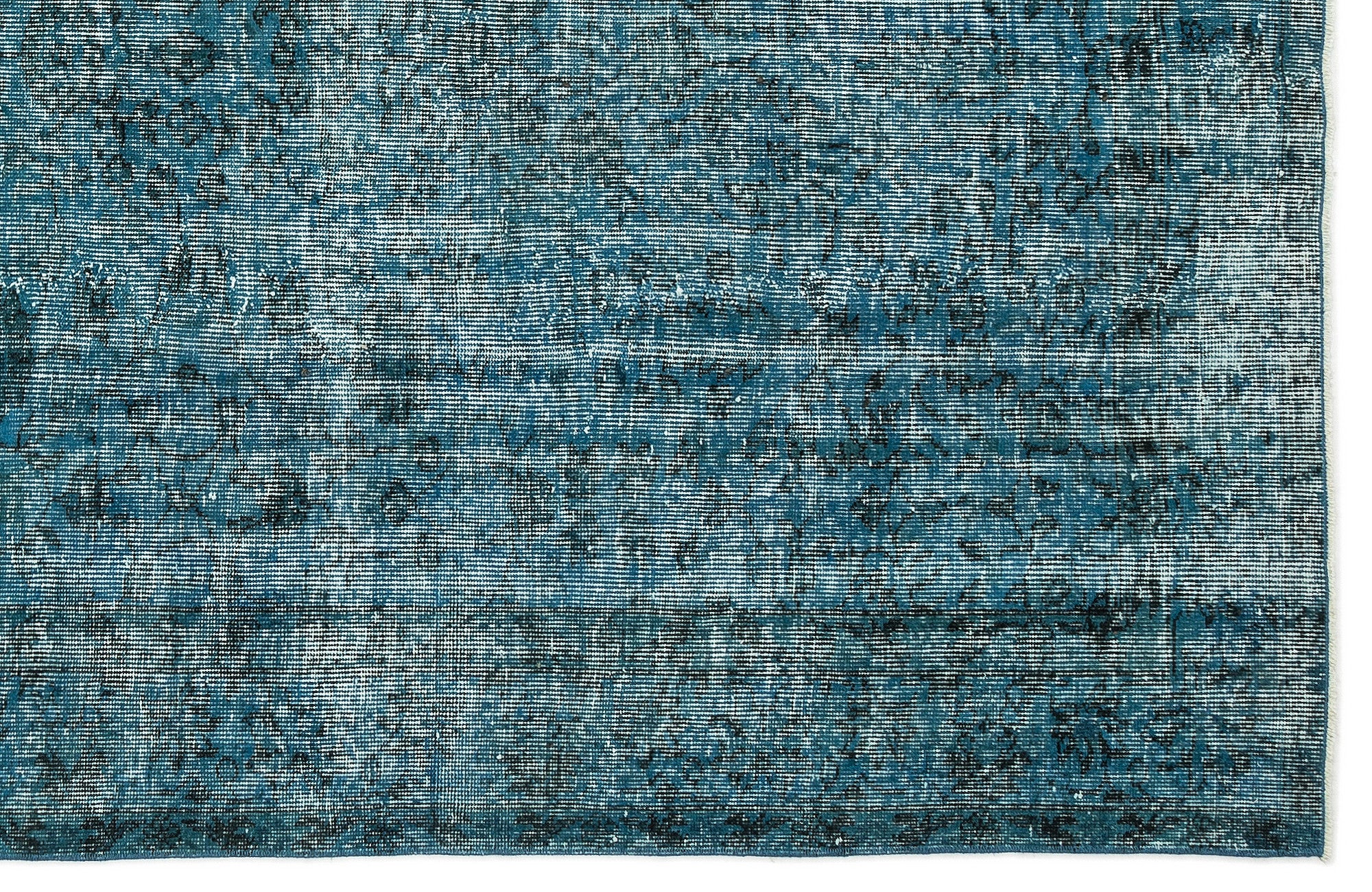 Turquoise  Over Dyed Vintage Rug 5'3'' x 8'4'' ft 159 x 255 cm