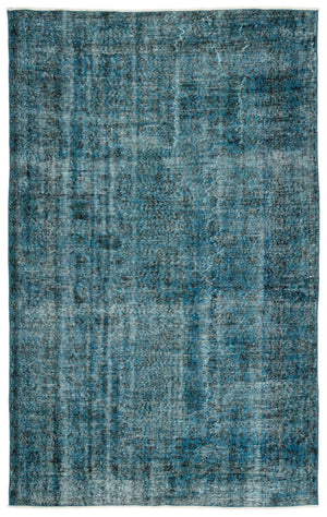 Turquoise  Over Dyed Vintage Rug 5'3'' x 8'4'' ft 159 x 255 cm
