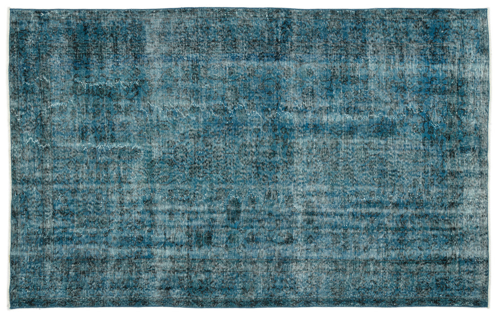 Turquoise  Over Dyed Vintage Rug 5'3'' x 8'4'' ft 159 x 255 cm