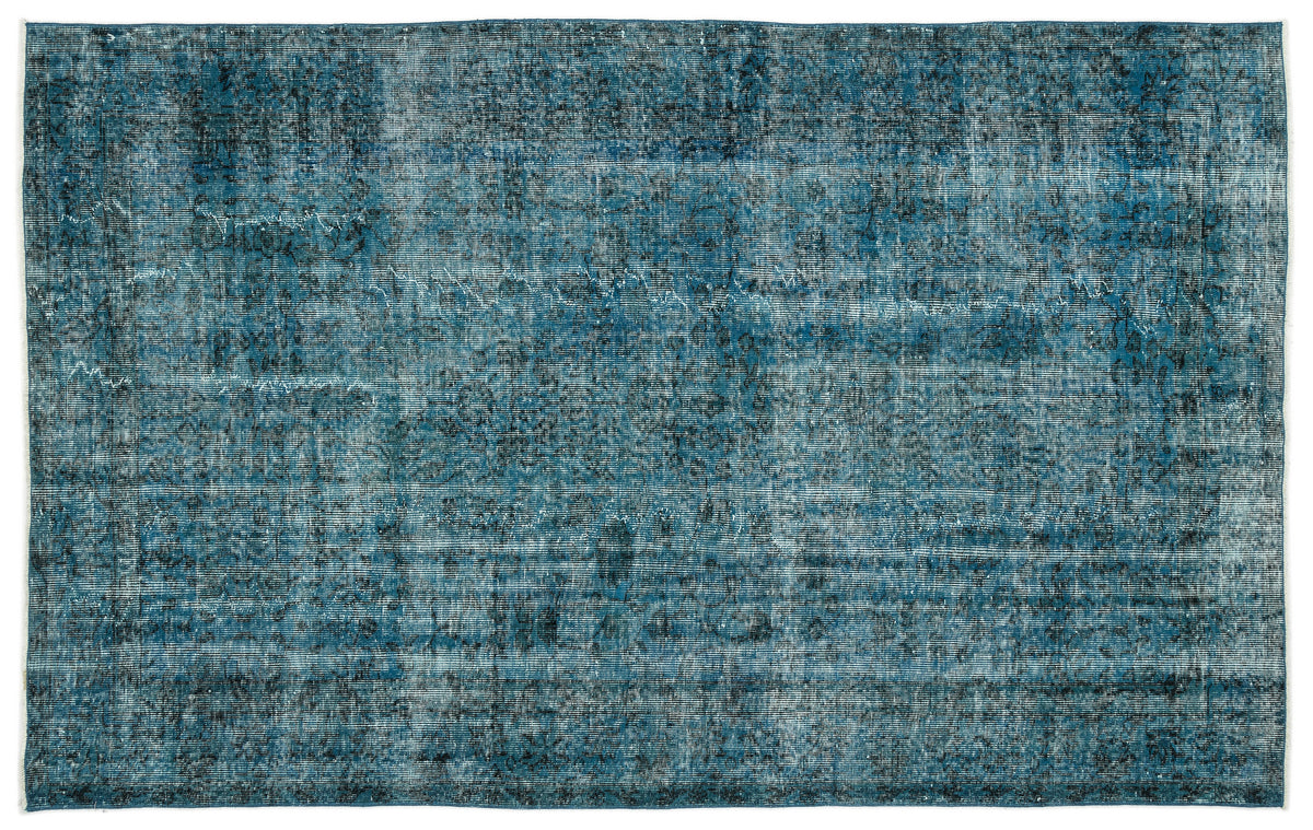 Turquoise  Over Dyed Vintage Rug 5&#39;3&#39;&#39; x 8&#39;4&#39;&#39; ft 159 x 255 cm