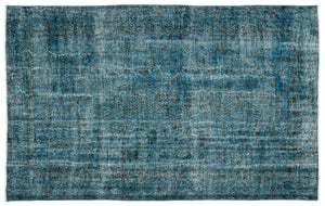Turquoise  Over Dyed Vintage Rug 5'3'' x 8'4'' ft 159 x 255 cm