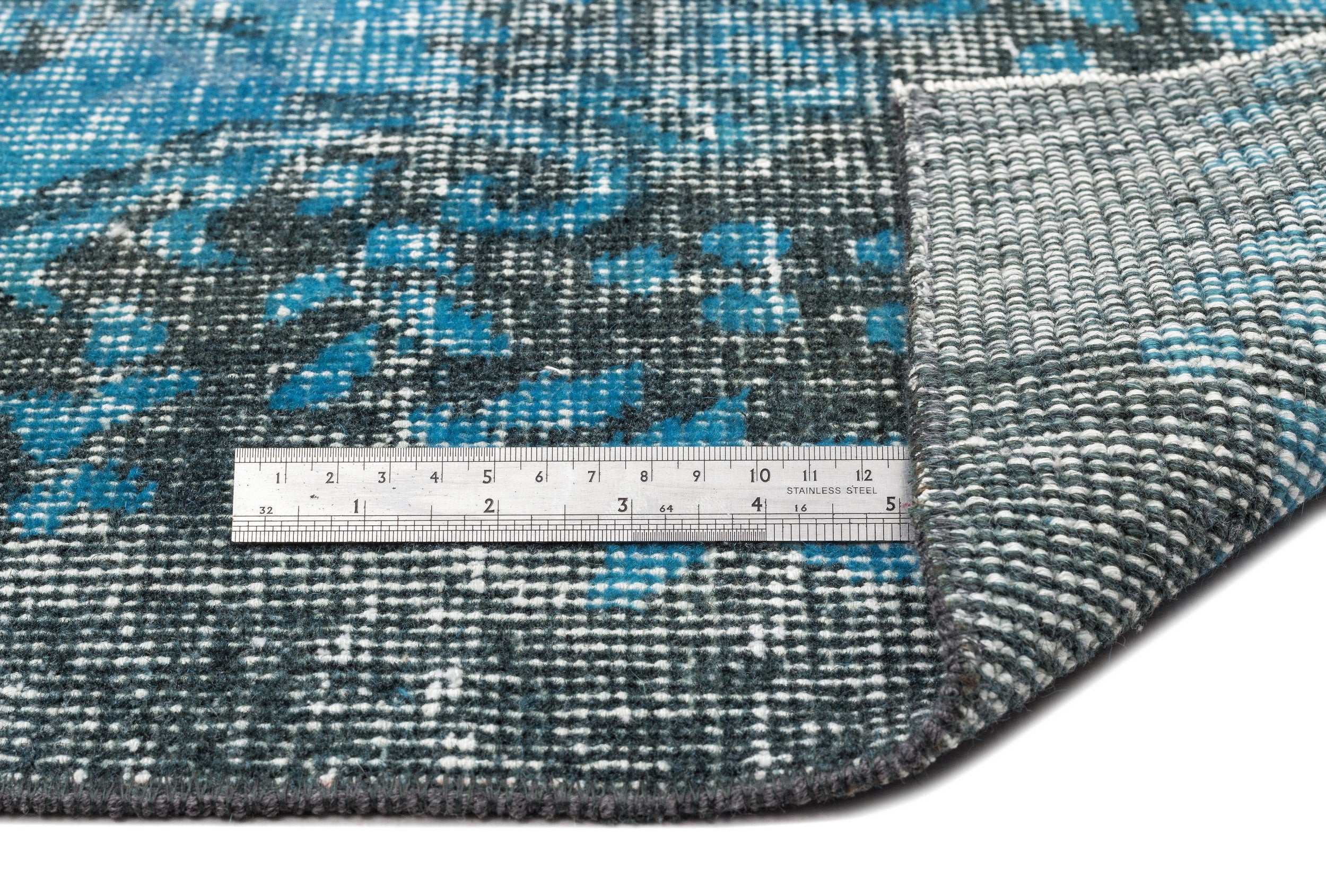 Turquoise  Over Dyed Vintage Rug 6'1'' x 10'2'' ft 185 x 309 cm