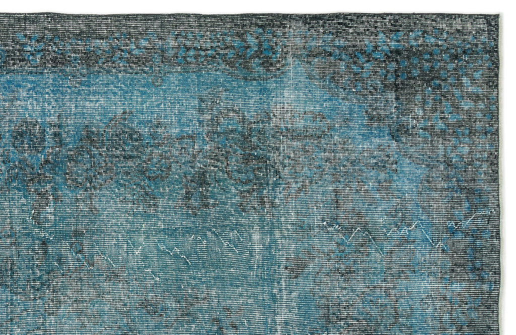 Turquoise  Over Dyed Vintage Rug 6'1'' x 10'2'' ft 185 x 309 cm