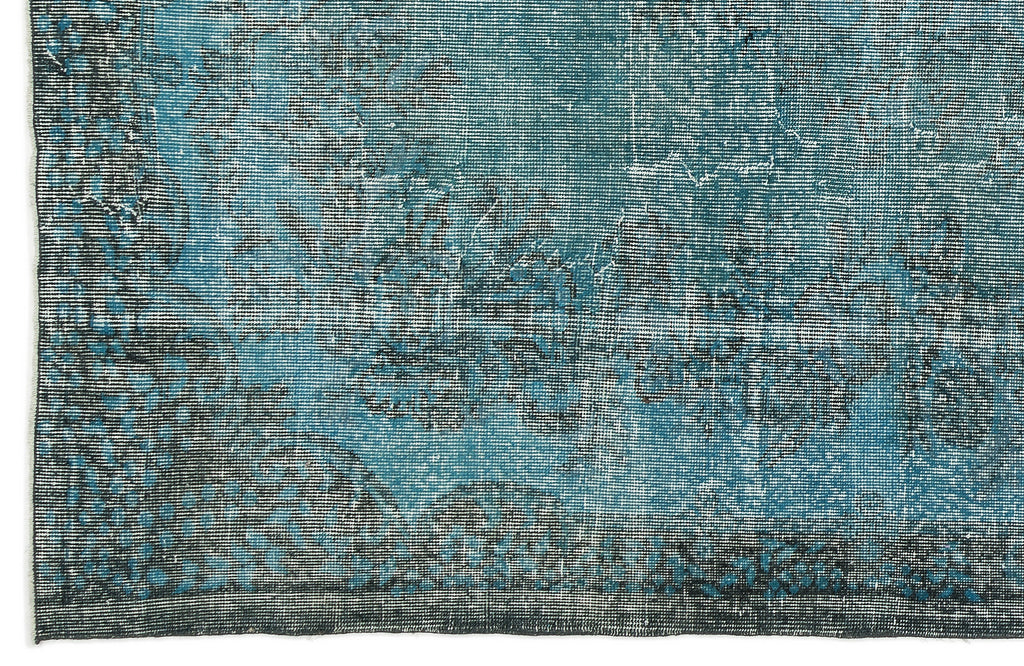 Turquoise  Over Dyed Vintage Rug 6'1'' x 10'2'' ft 185 x 309 cm