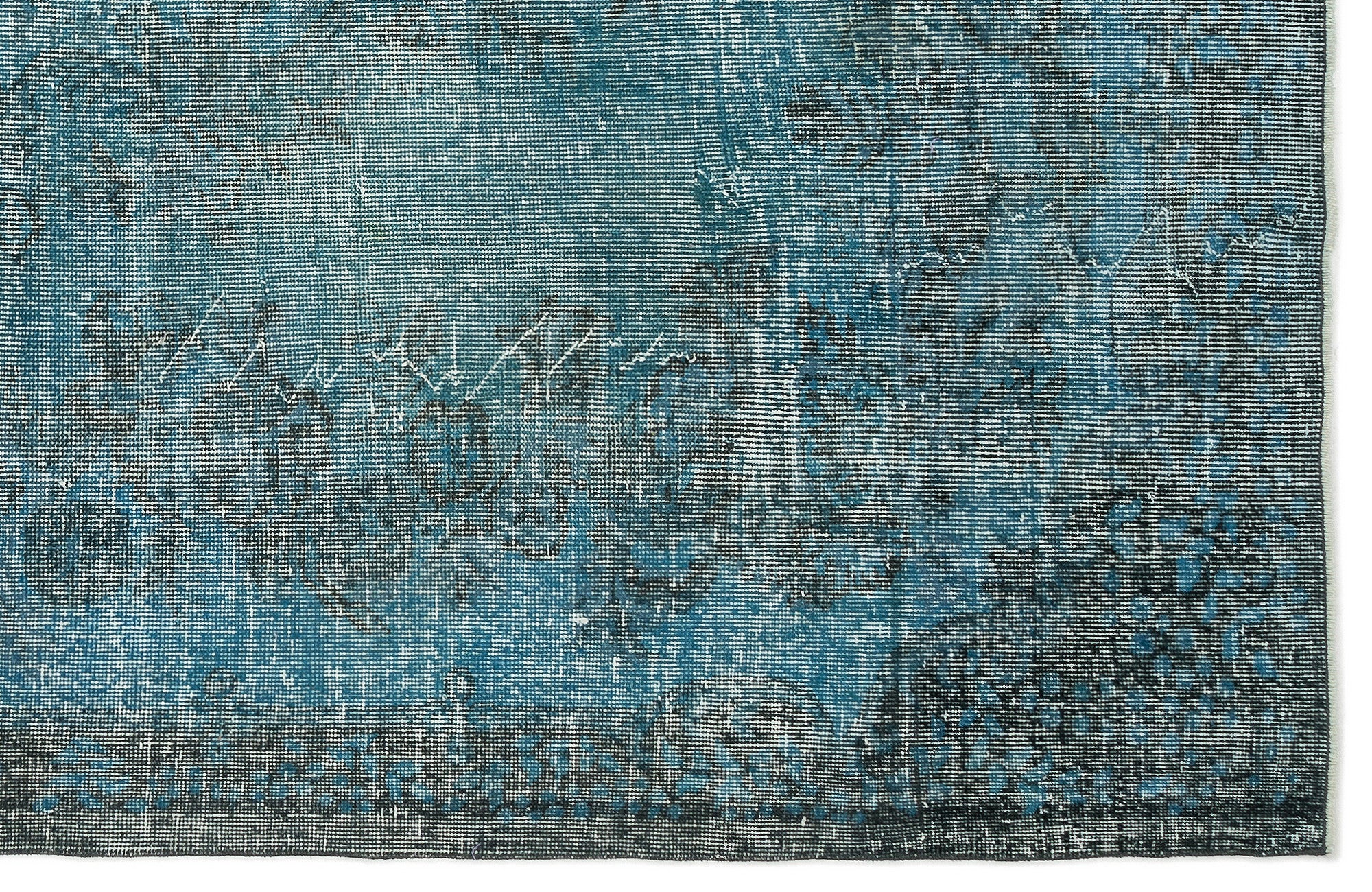 Turquoise  Over Dyed Vintage Rug 6'1'' x 10'2'' ft 185 x 309 cm