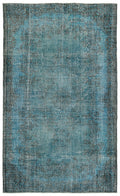 Turquoise  Over Dyed Vintage Rug 6'1'' x 10'2'' ft 185 x 309 cm