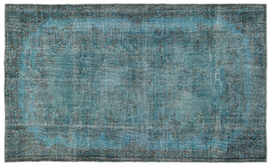 Turquoise  Over Dyed Vintage Rug 6'1'' x 10'2'' ft 185 x 309 cm