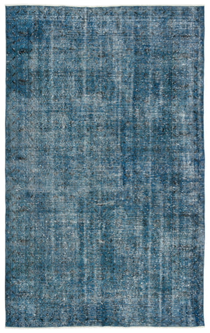 Turquoise  Over Dyed Vintage Rug 5'9'' x 9'3'' ft 174 x 283 cm