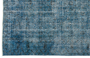 Turquoise  Over Dyed Vintage Rug 5'9'' x 9'3'' ft 174 x 283 cm