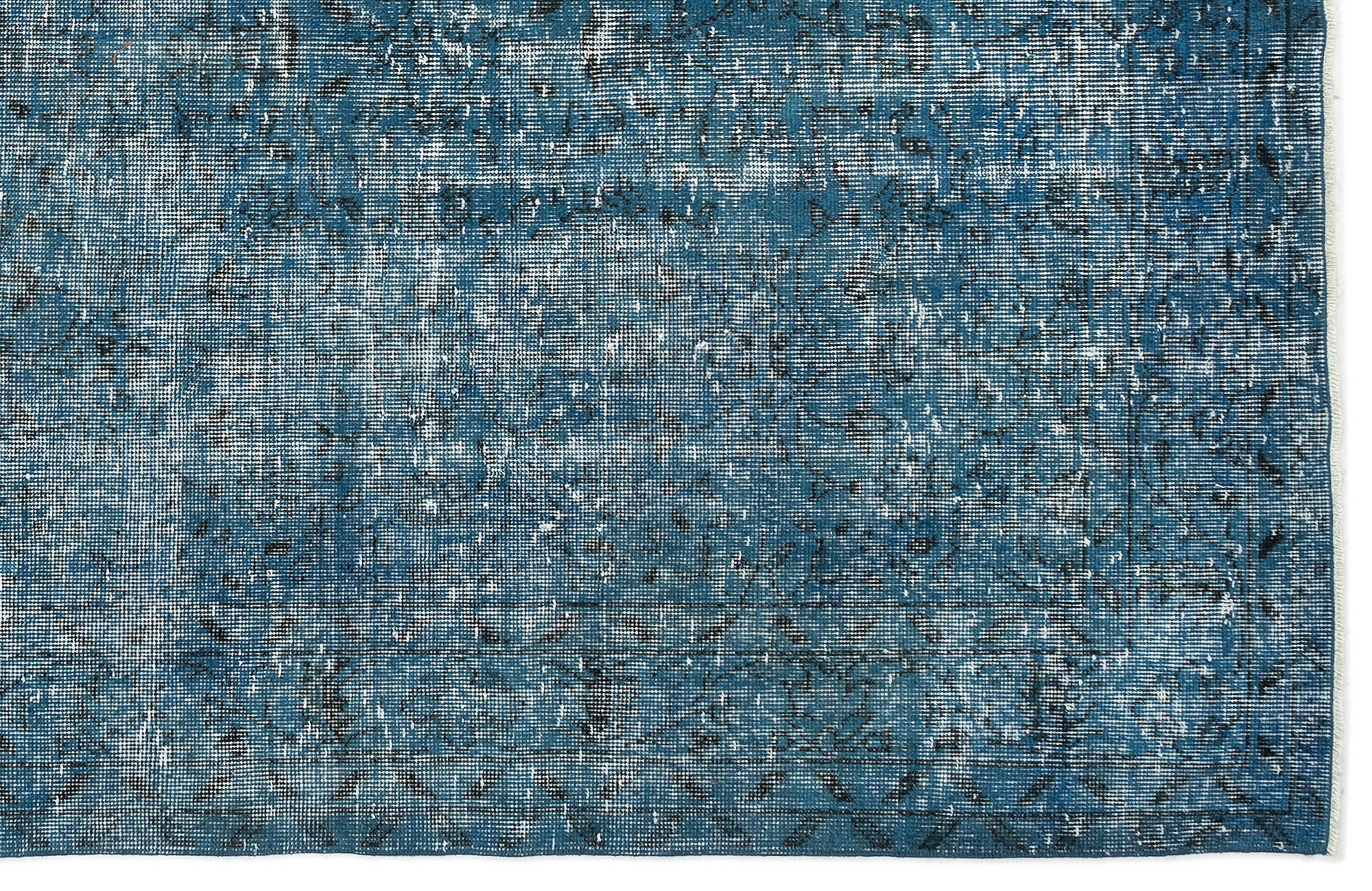 Turquoise  Over Dyed Vintage Rug 5'9'' x 9'3'' ft 174 x 283 cm