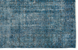 Turquoise  Over Dyed Vintage Rug 5'9'' x 9'3'' ft 174 x 283 cm