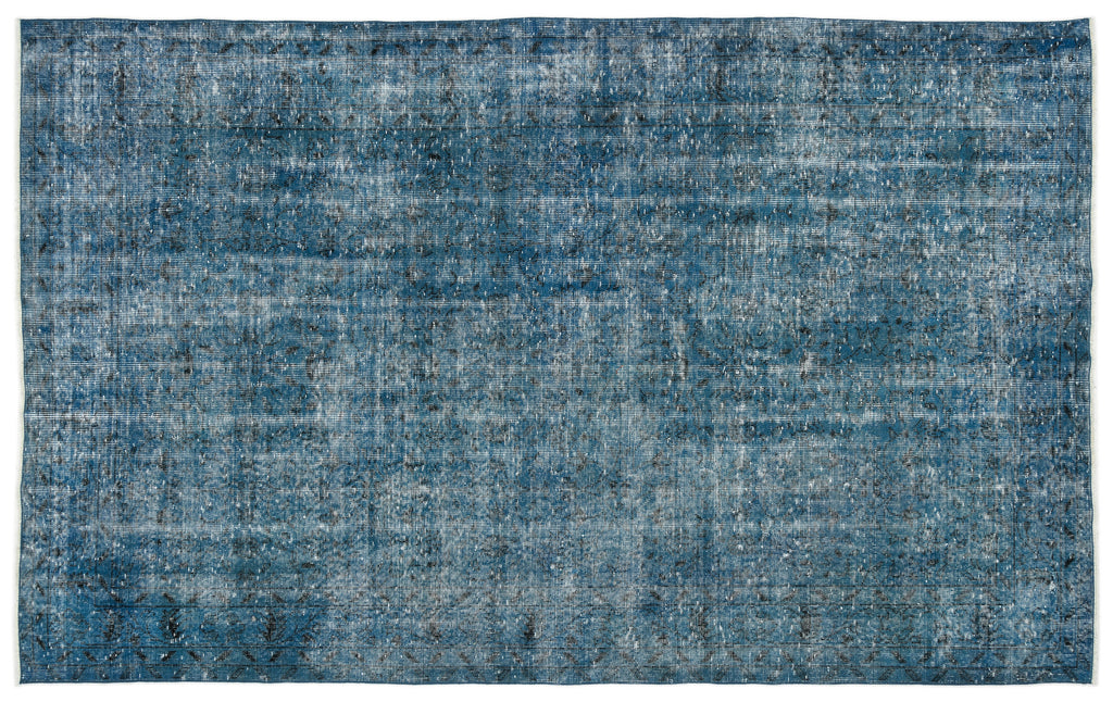 Turquoise  Over Dyed Vintage Rug 5'9'' x 9'3'' ft 174 x 283 cm