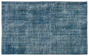 Turquoise  Over Dyed Vintage Rug 5'9'' x 9'3'' ft 174 x 283 cm