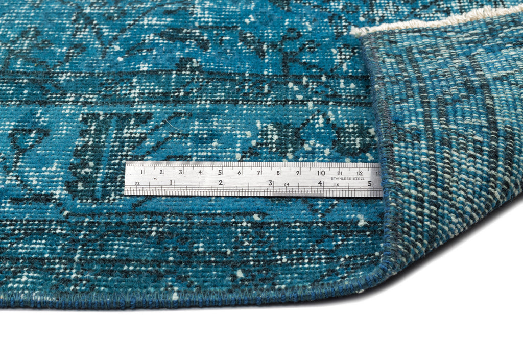 Turquoise  Over Dyed Vintage Rug 5'2'' x 9'2'' ft 158 x 279 cm
