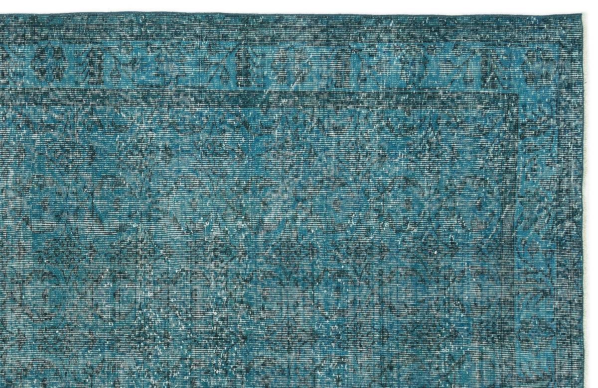 Turquoise  Over Dyed Vintage Rug 5&#39;2&#39;&#39; x 9&#39;2&#39;&#39; ft 158 x 279 cm