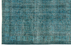 Turquoise  Over Dyed Vintage Rug 5'2'' x 9'2'' ft 158 x 279 cm