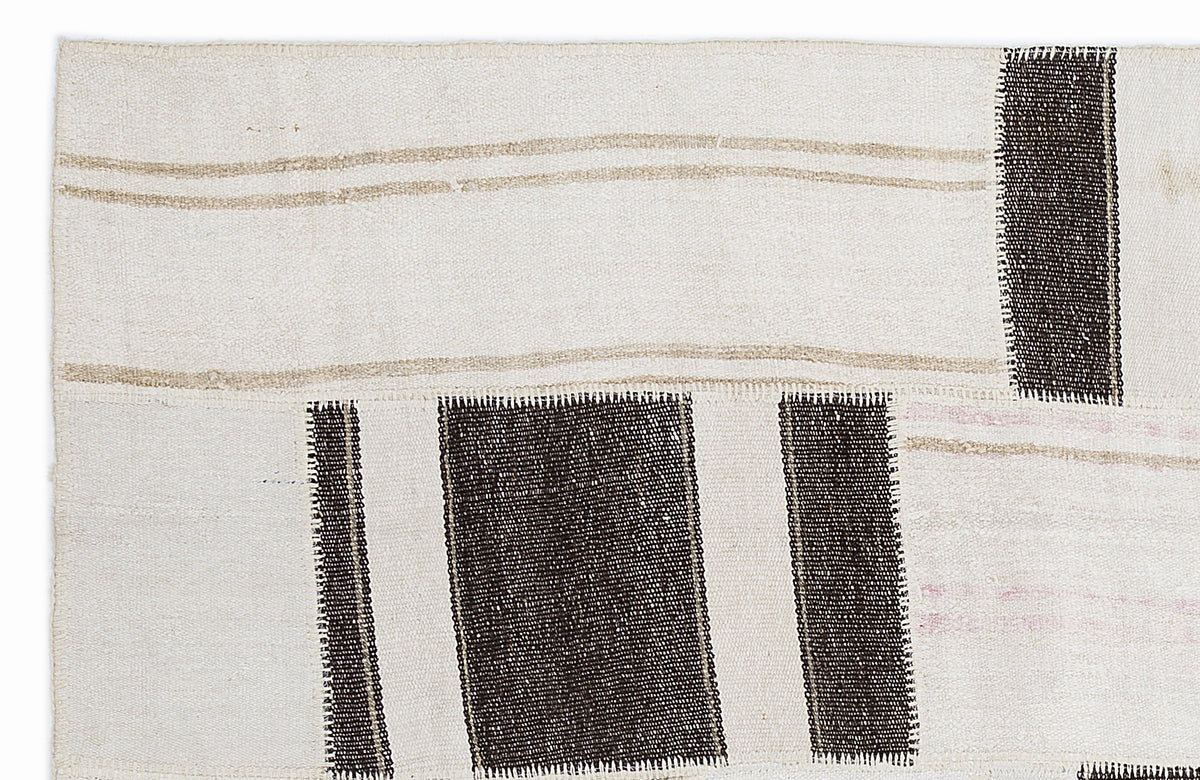 Striped Over Dyed Kilim Patchwork Unique Rug 5&#39;3&#39;&#39; x 7&#39;7&#39;&#39; ft 160 x 230 cm