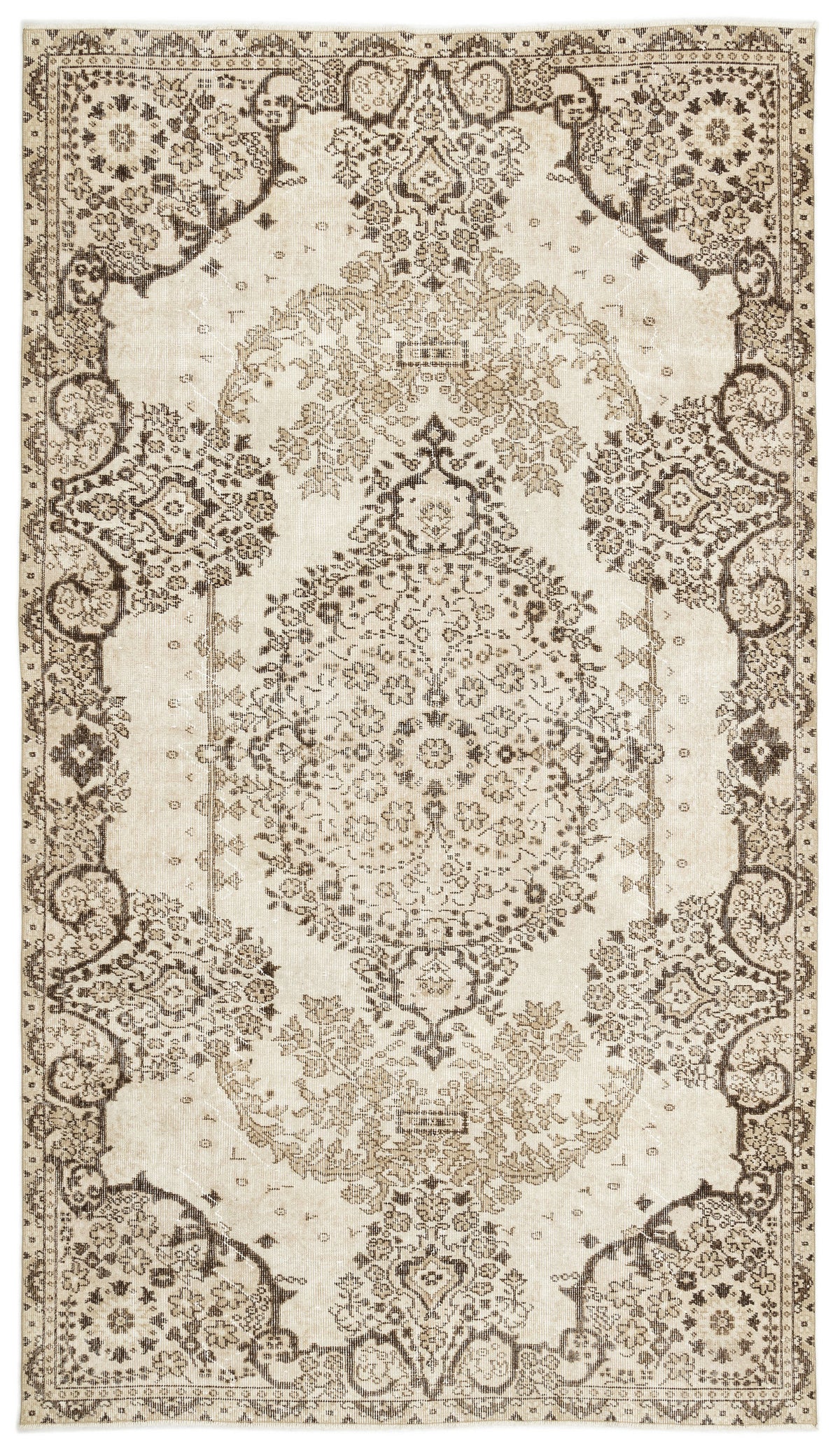 Beige Over Dyed Vintage Rug 5&#39;7&#39;&#39; x 9&#39;9&#39;&#39; ft 169 x 298 cm