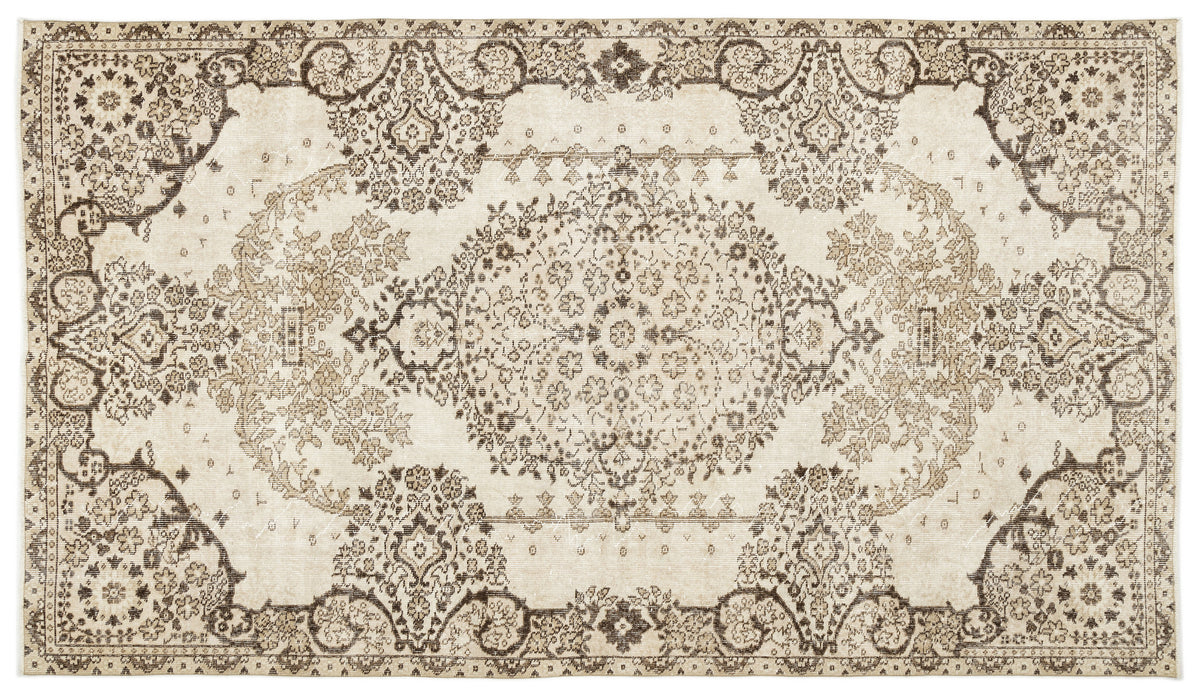 Beige Over Dyed Vintage Rug 5&#39;7&#39;&#39; x 9&#39;9&#39;&#39; ft 169 x 298 cm